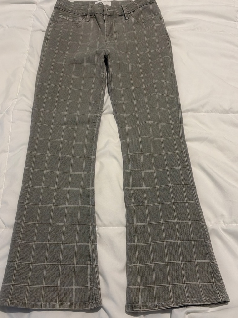 Women's Frame Le Crop Mini Boot Plaid Flare Pants